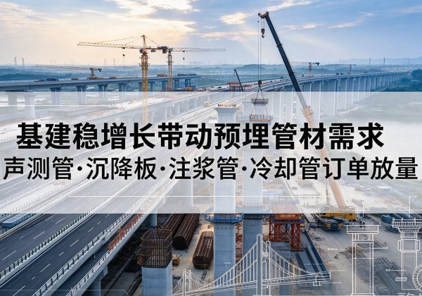 阜南基建稳增长带动预埋监测管材需求，声测管、沉降板、注浆管订单持续放量